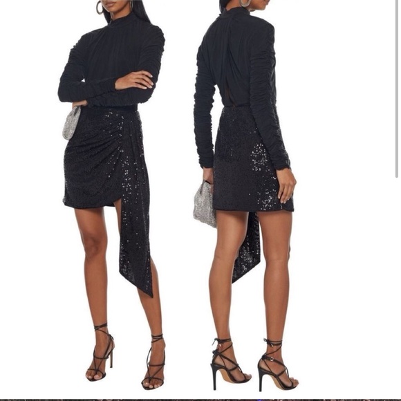 Johnathan simkhai black drape sequin skirt size 2 - Picture 1 of 7